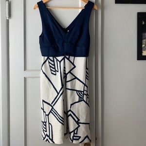 Anthropologie blue/white dress with patterns